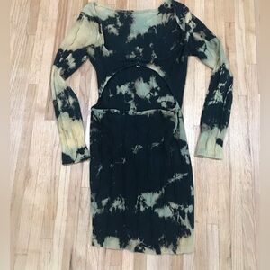 Distressed, tie dye bodycon dress